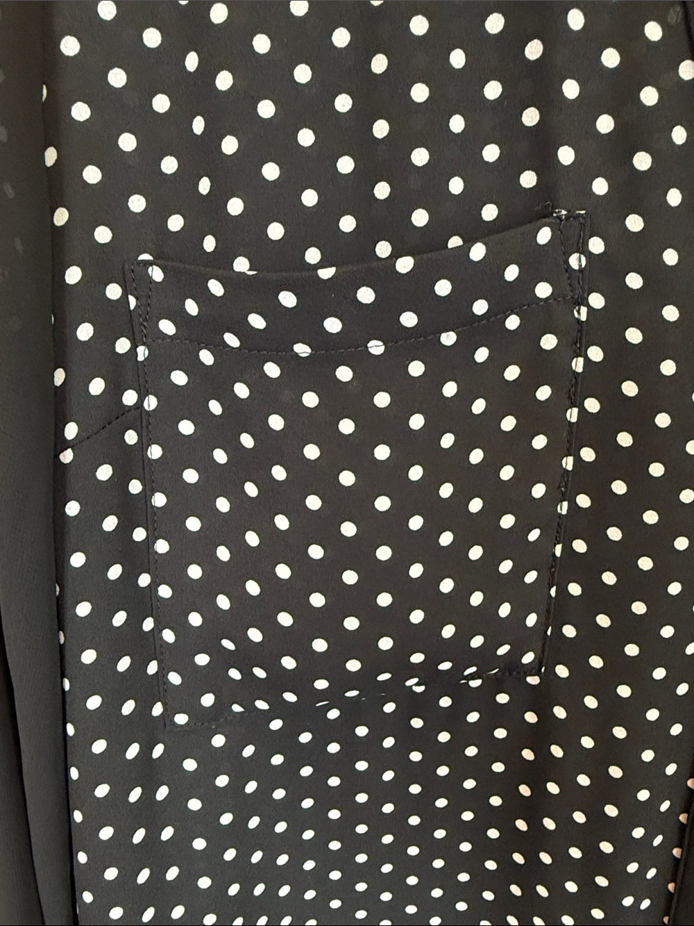 202 Express The Portofino Shirt Black White Polka Dot Sheer Sleeve Button Small - Picture 4 of 9